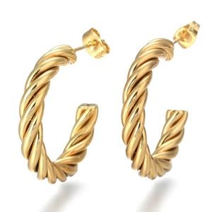 New With Tags Gold Twisted Hoop Earrings in Stainless Steel Hypoallergenic